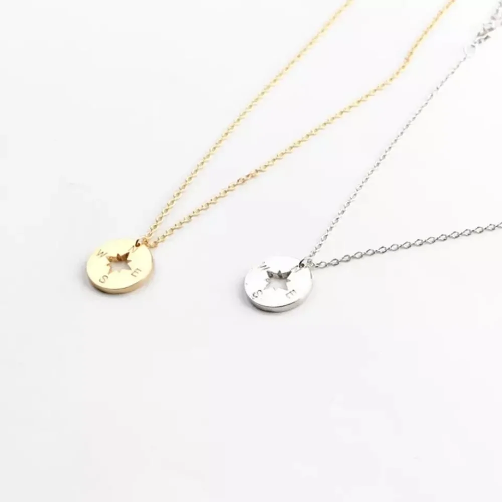 NEW‎ Gold Compass Charm Necklace
